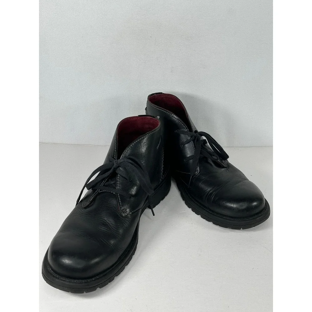 Clarks Roar Black Leather Chukka Boots Lace Up Ankle Lug Sole 82490 Sz 9